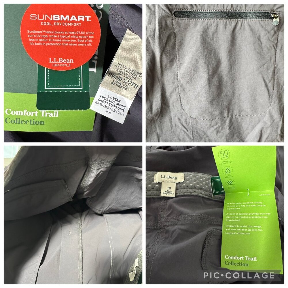 L.L. Bean Women’s Comfort Trail Hiking Pants Granite UPF 50+ Nylon 20 M/T - Picture 6 of 16